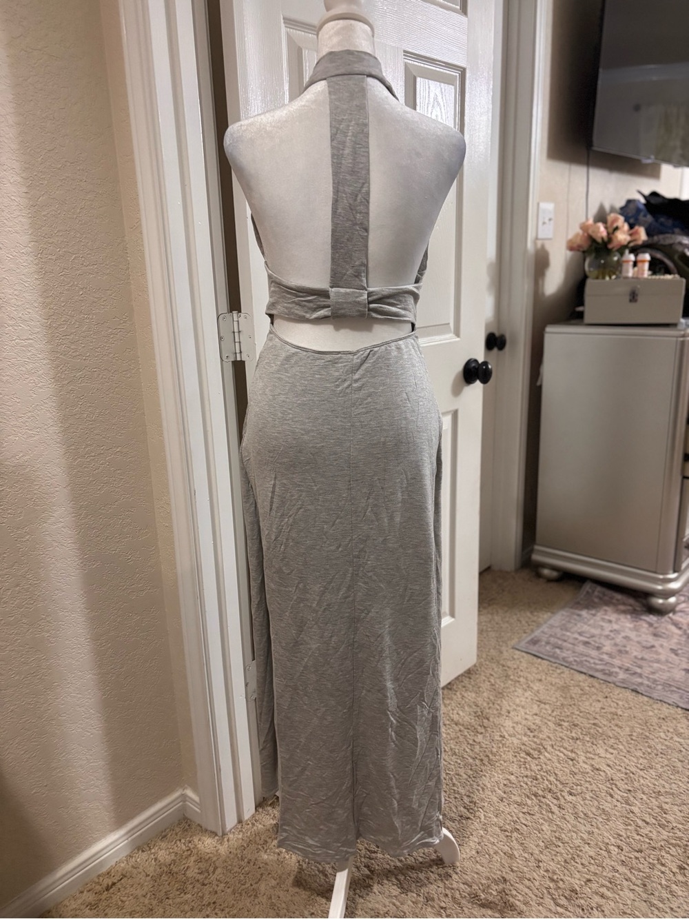 Free People Gray Halter Backless Maxi Dress